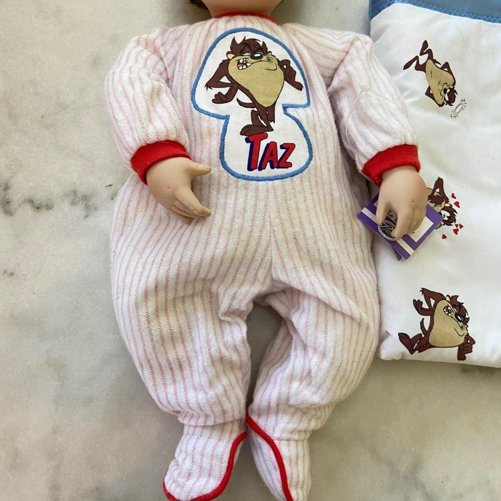 Ashton Drake Porcelain Doll Mommy's Little Angel Taz Outfit Blanket Looney Tunes - Picture 9 of 13